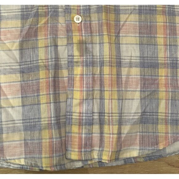 Vintage Levi's Mens L Pastel Plaid Short Sleeve Button Up Shirt Single Stitch - Picture 4 of 5